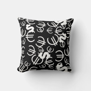 Motif Euro Dollar Argent Coussin Jeté Coussins