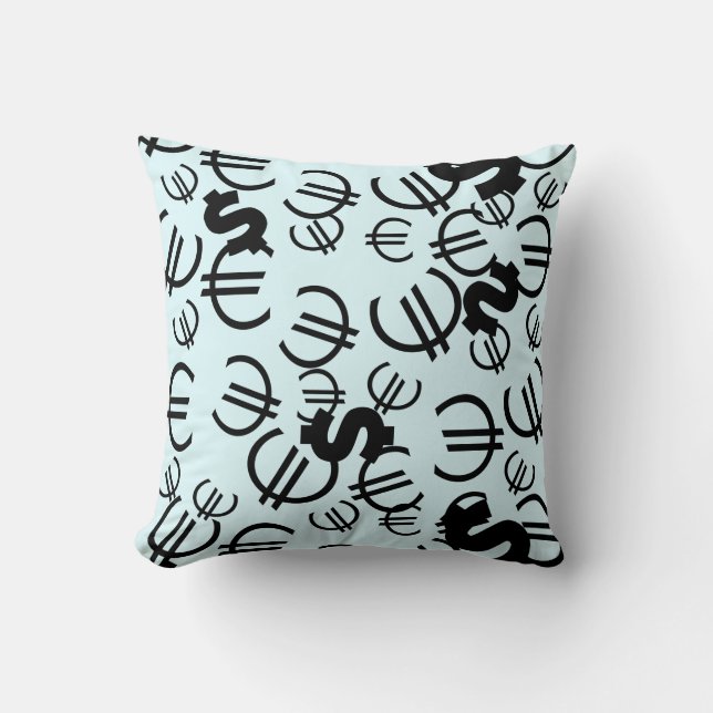 Motif Euro Dollar Argent Coussin Jeté Oreiller (Recto)