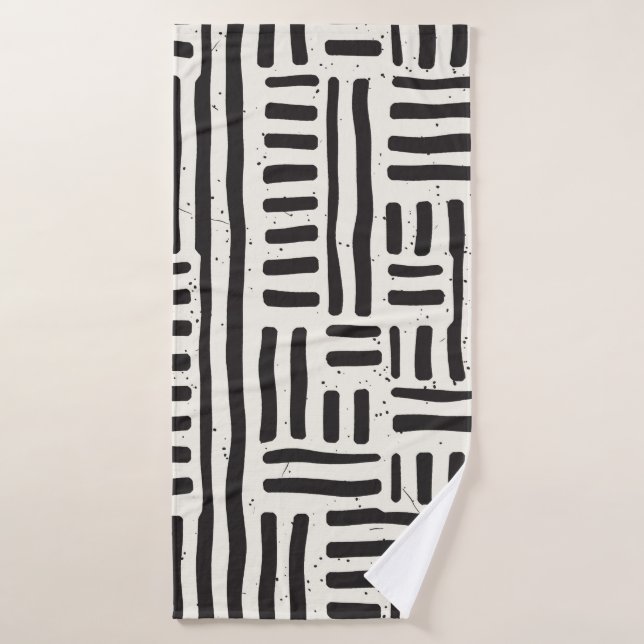 Motif extensible à la main et continu avec lignes  (Serviette de bain)