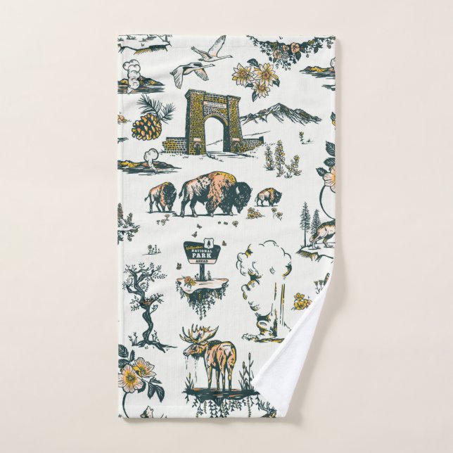 Motif faunique du parc national Yellowstone (Serviette à main)