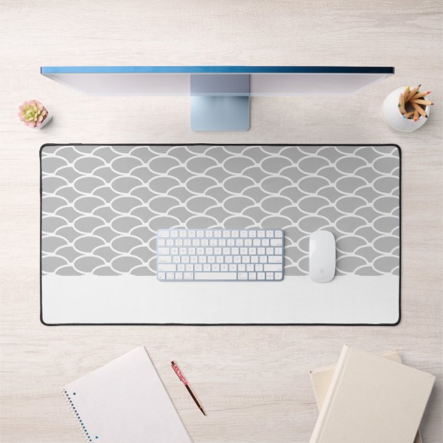 Motif Festif Blue Overlapping Oval Waves (Bureau 1)