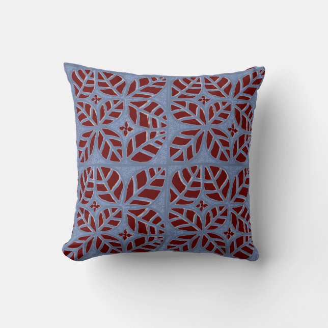 Motif feuille bleu et marron Lisse oreiller (Recto)