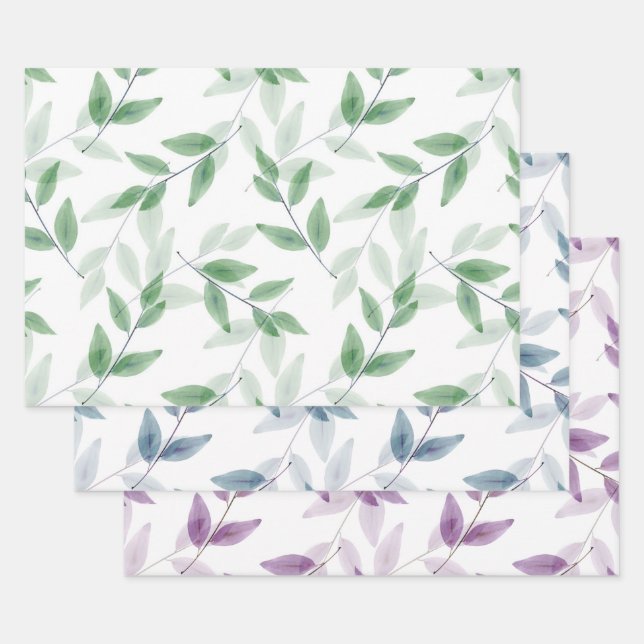 Motif Feuille d'aquarelle en couche (Lot)