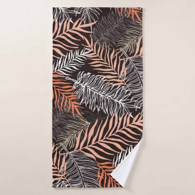 Motif feuille de doodle dessiné à la main (Serviette de bain)