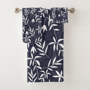 Motif feuille en bambou blanc et bleu