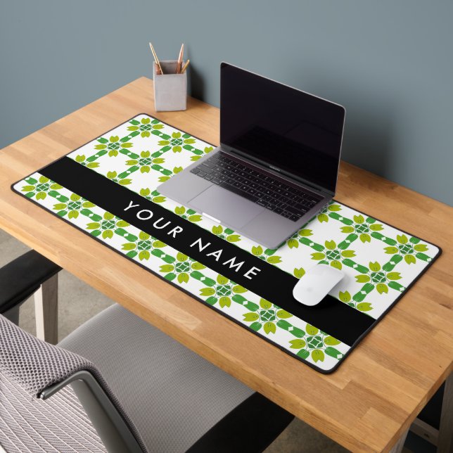 Motif feuille, Feuilles verts, votre nom (Bureau 2)