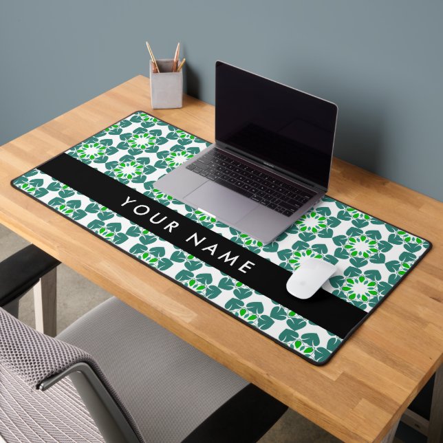 Motif feuille, Feuilles verts, votre nom (Bureau 2)