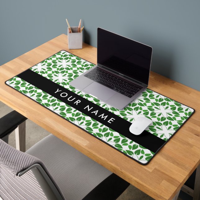 Motif feuille, Feuilles verts, votre nom (Bureau 2)