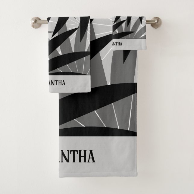 Motif Feuille géométrique blanc gris noir (En situation)