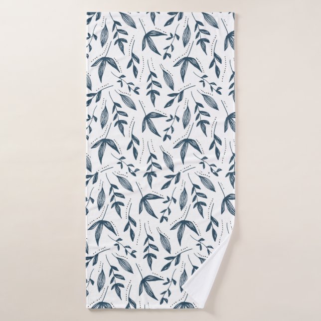motif feuille gris (Serviette de bain)
