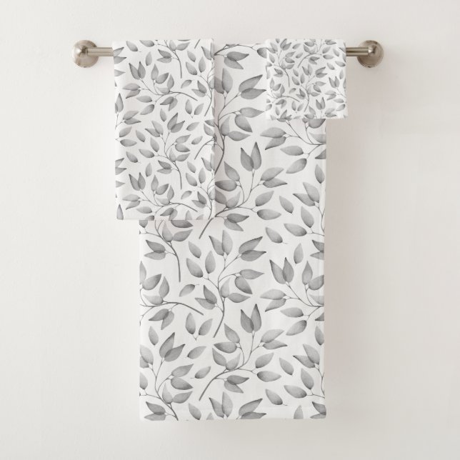 Motif Feuille moderne gris pâle et blanc (En situation)