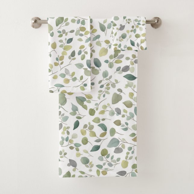 Motif Feuille vert aquarelle (En situation)