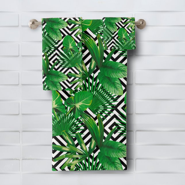 Motif Feuille vert tropical (Tropical Green Leaves Pattern Bath Towel Set, buy separate pieces, too.)