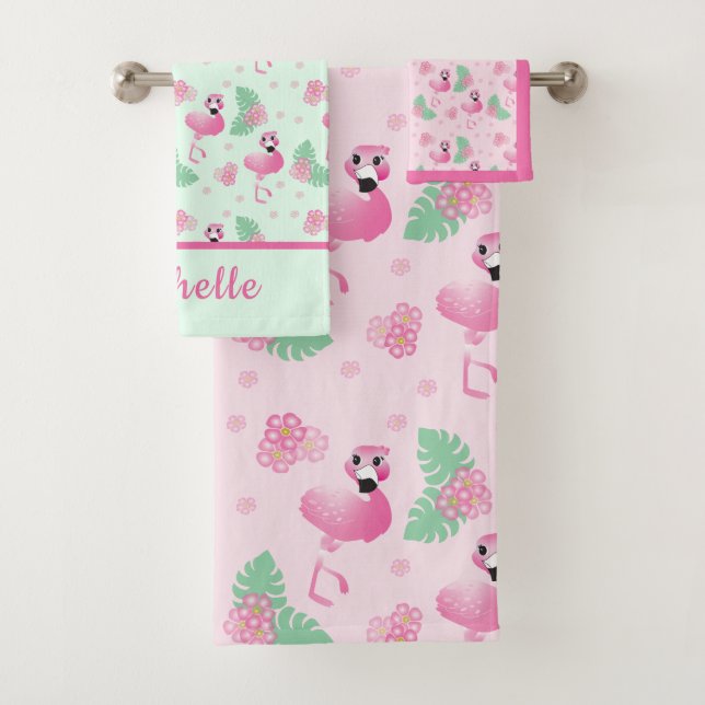 Motif Flamingo Tropical Personnalisé Fleur Rose Ve (En situation)