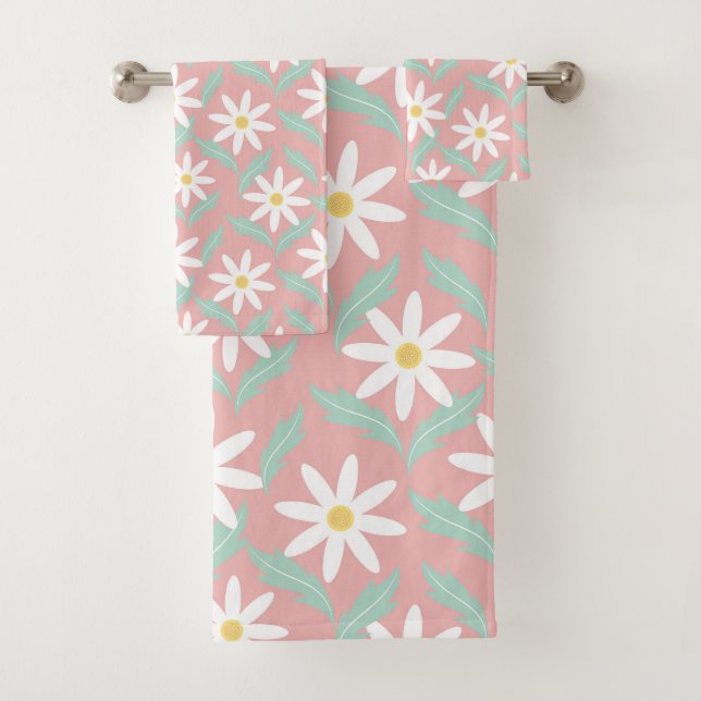Motif Fleur de Chamomile Retro Rose Design Turquoi (En situation)