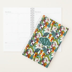 Motif Fleur Exotique Et Oiseau   Monogramme