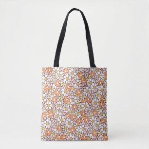 Motif Fleur Retro Sac fourre-tout rose & orange