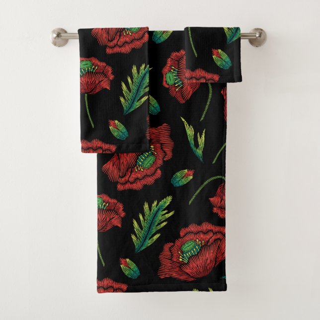 Motif Fleur Rouge Faux Point (En situation)