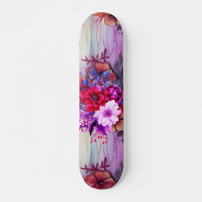 Motif Fleur sauvage coloré Skateboard (Devant)
