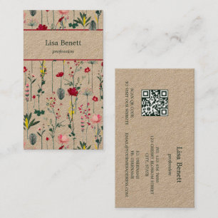 Motif fleur sauvage Kraft Carte de visite