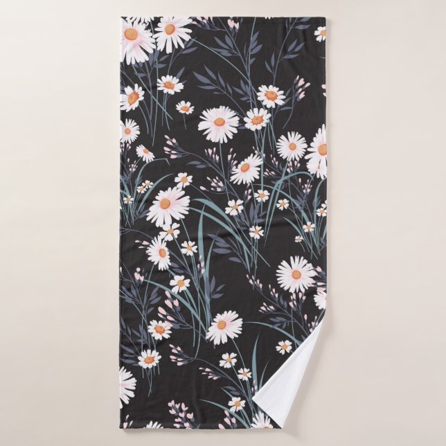 Motif fleuri au printemps sans soudure avec margue (Serviette de bain)