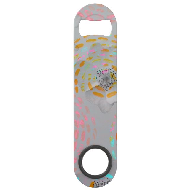 Motif fleuri coloré avec lignes graphiques pointil (Devant)