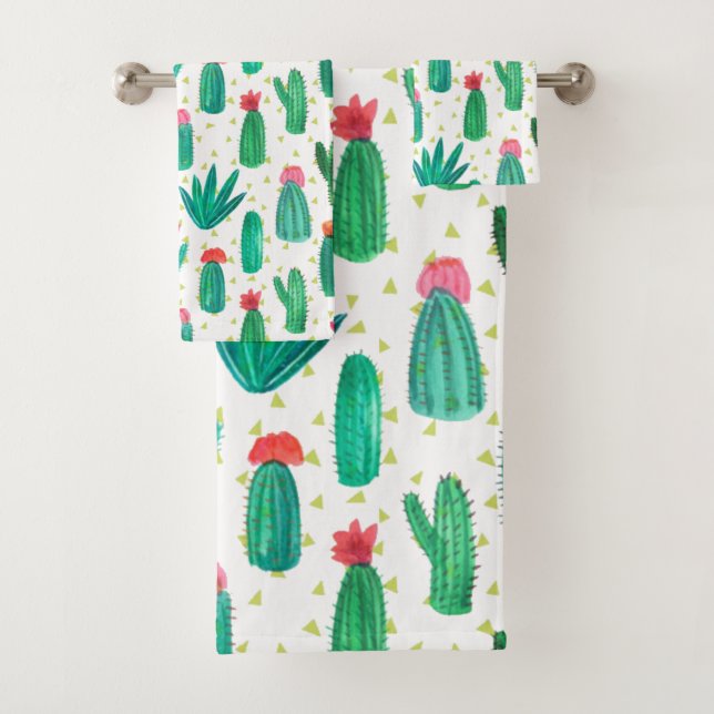 Motif fleurissant de cactus d'aquarelle mignonne (En situation)