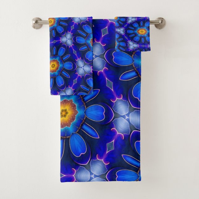 Motif Fleurs bleues Abstraites (En situation)