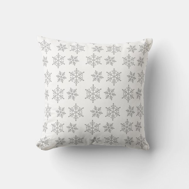 Motif flocon de neige gris clair sur coussin décor (Recto)