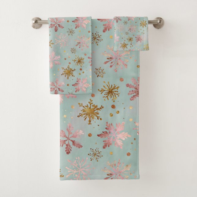 Motif flocon de neige rose et or (En situation)