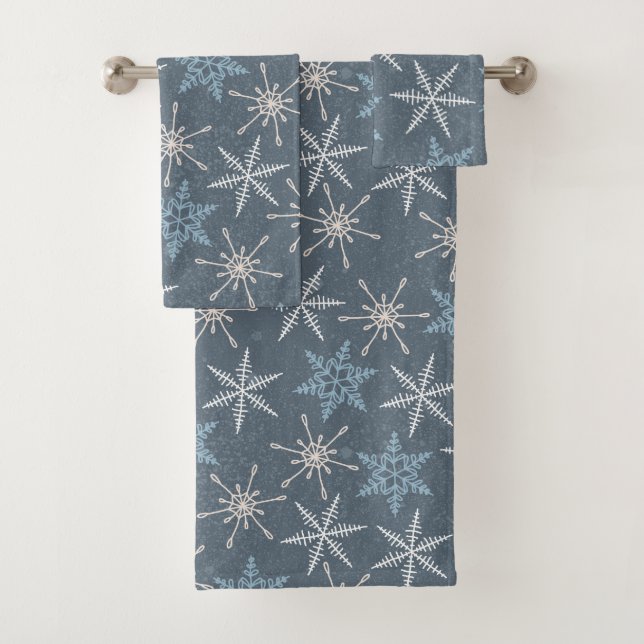 Motif Flocons de Neige Bleus Noël Hiver (En situation)