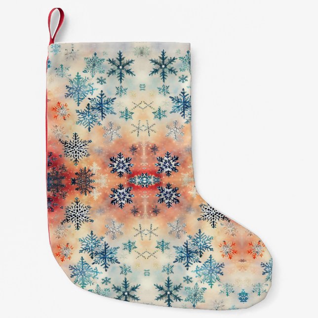 Motif Flocons de Neige Rétro - Chaussette de Noël (Devant)