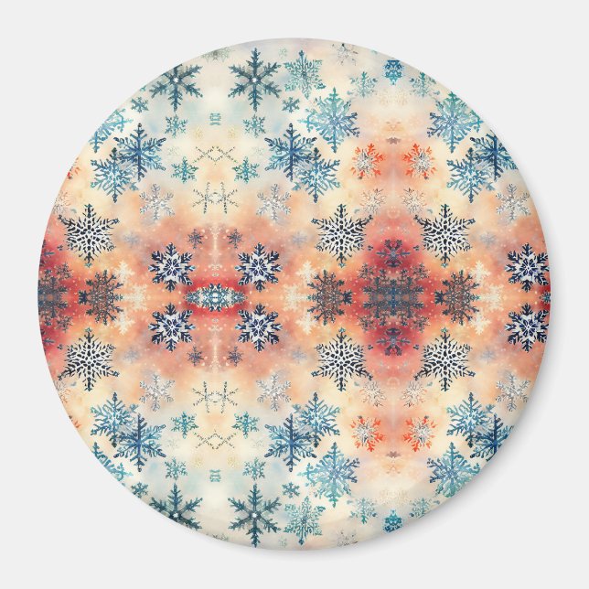 Motif Flocons de Neige Vintage - Magnet (Devant)