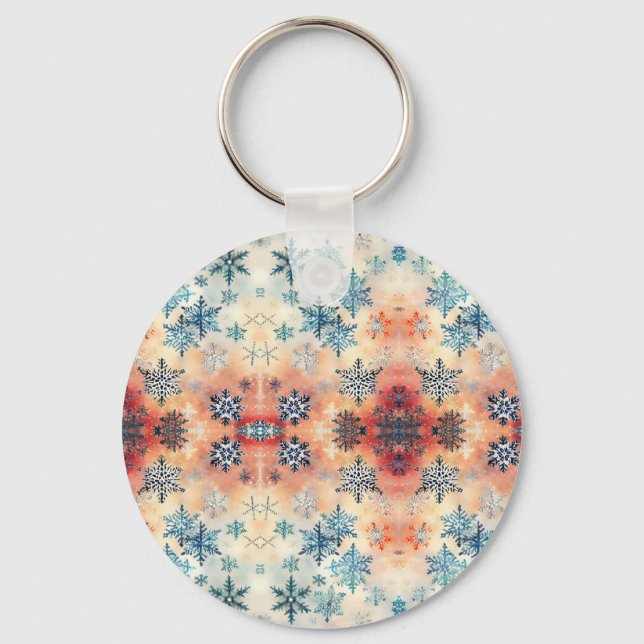Motif Flocons de Neige Vintage - Porte-clés (Recto)