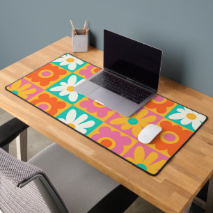 Motif floral à carreaux groovy rétro des années 70
