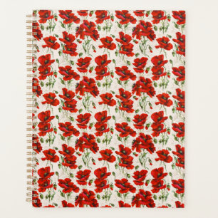 Motif floral à coquelicot rouge de style vintage,
