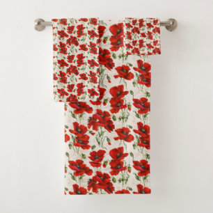 Motif floral à coquelicots rouges de style vintage