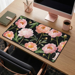 Motif floral à monogramme en aquarelle rose vif de