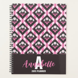 Motif floral à rayures rose noir blanc Daisy