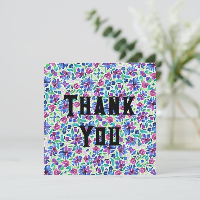 Motif Floral Abstrait - Carte de Remerciement (Debout devant)