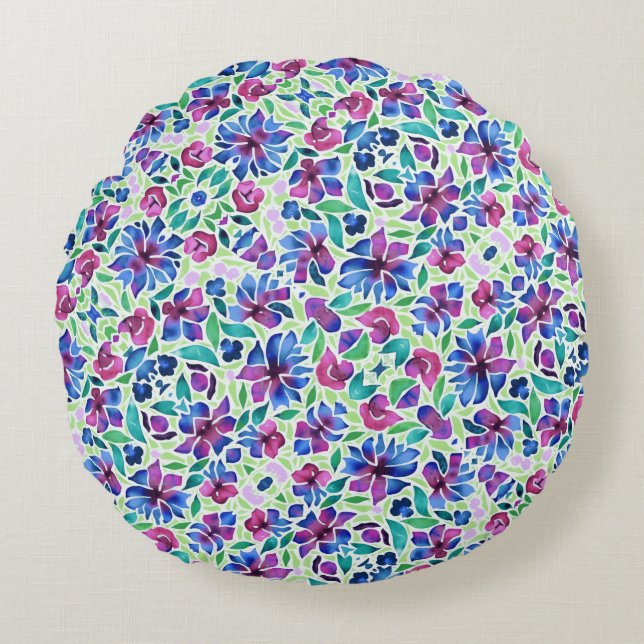 Motif Floral Abstrait - Coussin Rond (Devant)