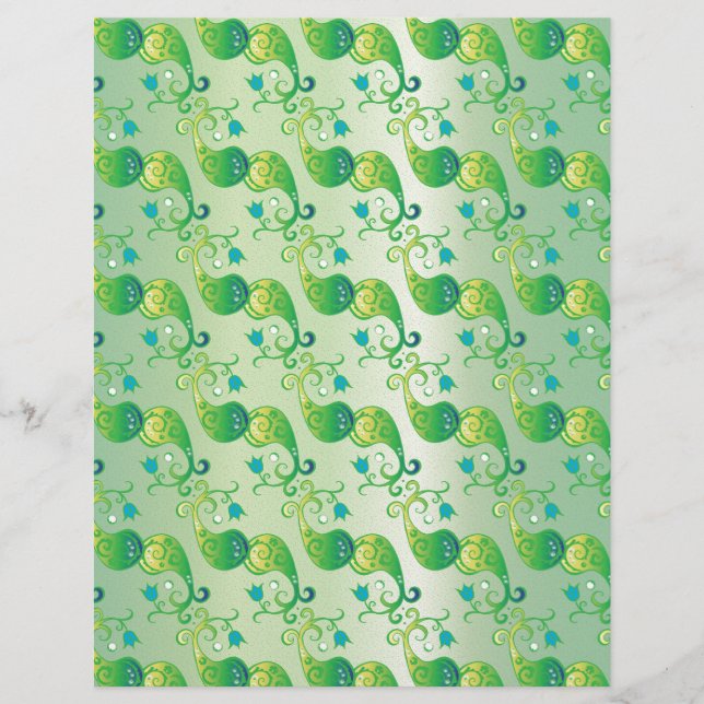 Motif floral abstrait de tulipe verte Boteh (Devant)