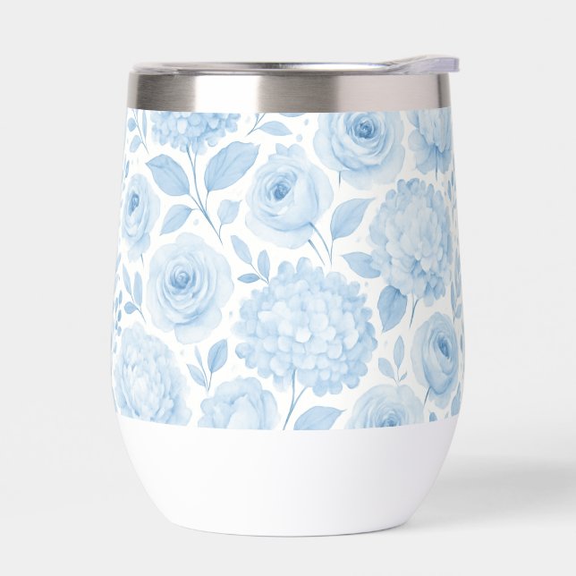 Motif floral aquarelle bleu blanc (Gauche)