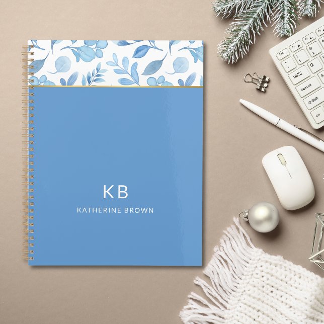 Motif floral aquarelle bleue élégant (Créateur téléchargé)