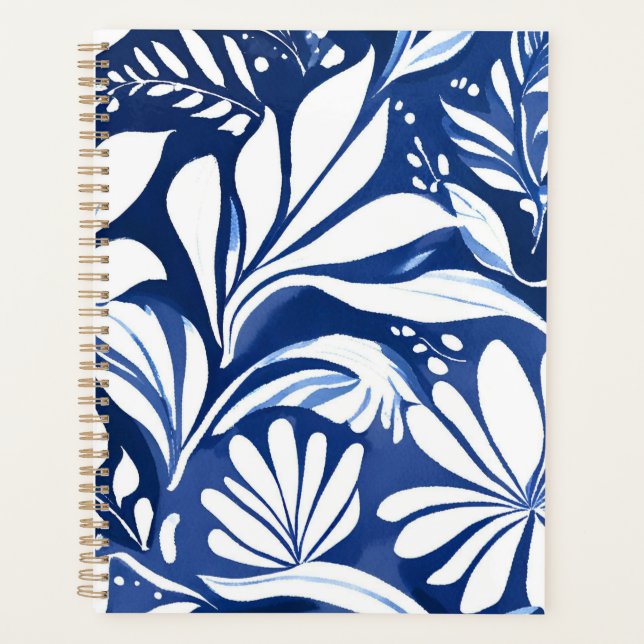 Motif floral aquarelle botanique bleu (Devant)