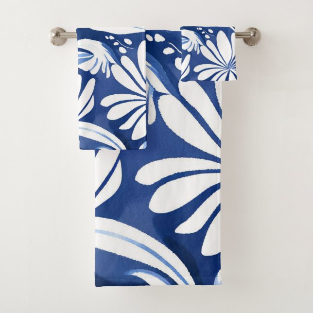 Motif floral aquarelle botanique bleu (En situation)