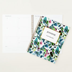 Motif floral aquarelle moderne monogrammé