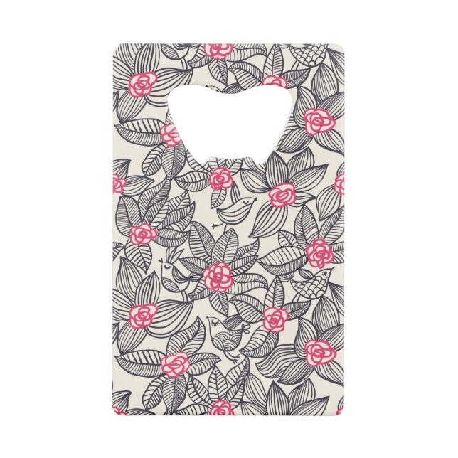 Motif floral avec des oiseaux de bande dessinée (Devant)