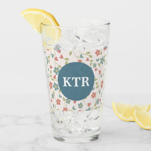 Motif floral avec lunette en verre Monogramme