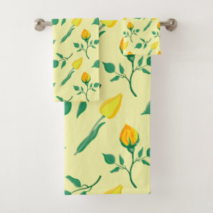 Motif floral avec rose jaune et fleurs de tulipe